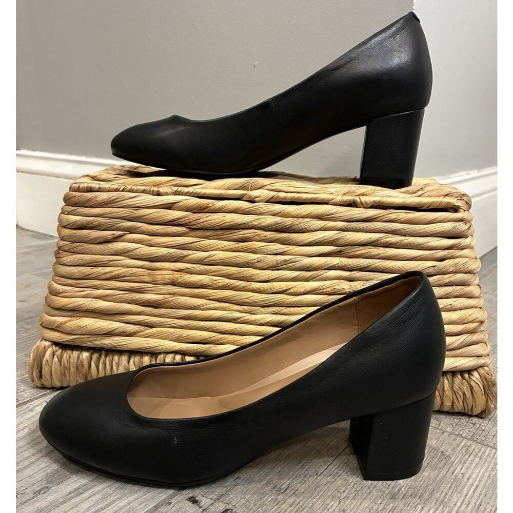 Aerosoles EBrill Black Minimalist Comfort Block Heel Pumps Women's Size 6